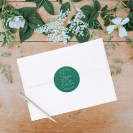 Emerald Green gestileerde bruiloft Save the Date Ronde Sticker