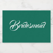 Emerald Green gestileerde script bruiloft bruidsme Sparkling Wijnetiket (Enkel label)