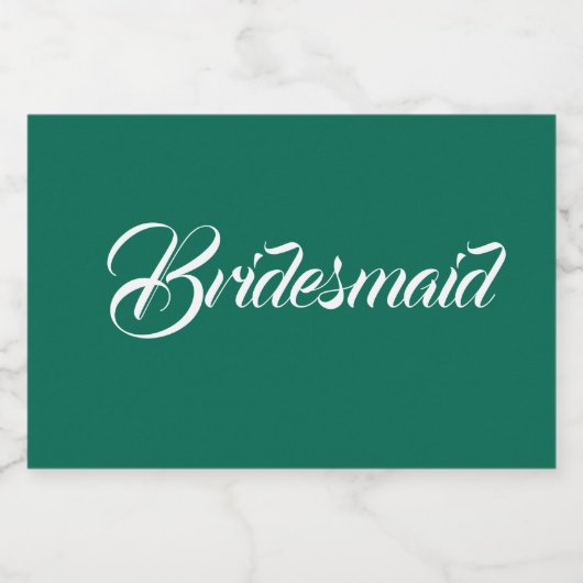 Emerald Green gestileerde script bruiloft bruidsme Sparkling Wijnetiket (Enkel label)
