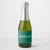 Emerald Green gestileerde script bruiloft bruidsme Sparkling Wijnetiket (Voorkant)