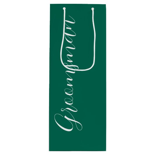 Emerald Green gestileerde script bruiloft Groomsma Wijn Cadeautas (Voorkant)