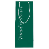 Emerald Green gestileerde script Maid of Honor Wijn Cadeautas (Achterkant)