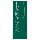 Emerald Green gestileerde script Maid of Honor Wijn Cadeautas (Voorkant)