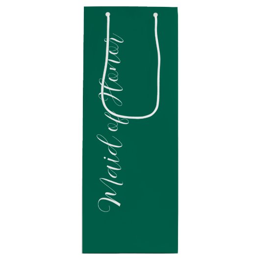 Emerald Green gestileerde script Maid of Honor Wijn Cadeautas (Voorkant)