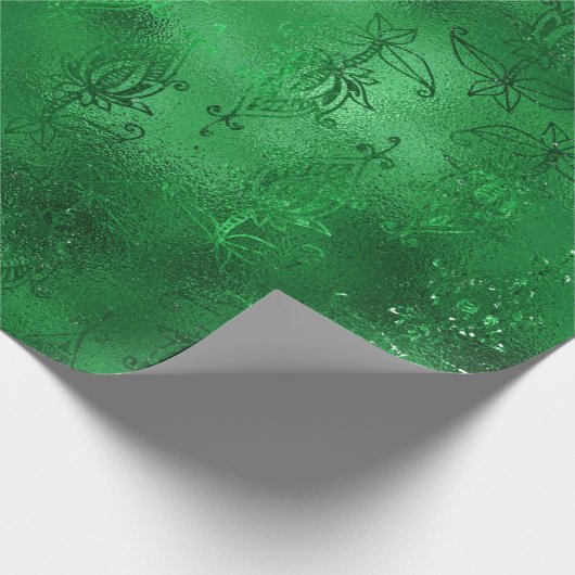 Emerald Green Glam Damask Pattern Cadeaupapier (Hoek)
