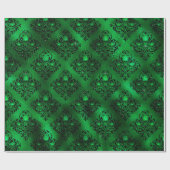Emerald Green Glam Damask Roos Patroon Cadeaupapier (Vlak)