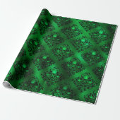 Emerald Green Glam Damask Roos Patroon Cadeaupapier (Uitgerold)