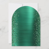 Emerald Green Glam geborsteld metalen boog bruilof Kaart (Achterkant)