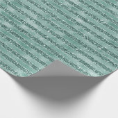 Emerald Green Glam Glitter Stripes Cadeaupapier (Hoek)