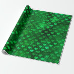Emerald Green Glam Hearts Pattern Cadeaupapier<br><div class="desc">Metallic emerald green harten en sequineert patroonverpakkingspapier.</div>