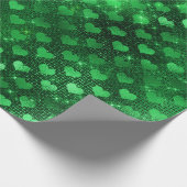 Emerald Green Glam Hearts Pattern Cadeaupapier (Hoek)