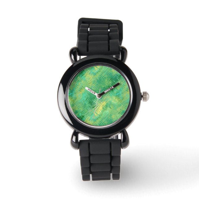 Emerald Green Glassy Texture Horloge (Voorkant)