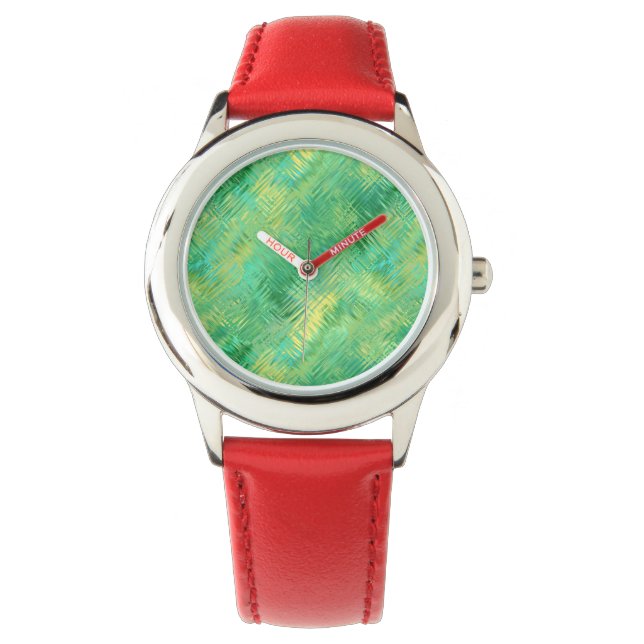 Emerald Green Glassy Texture Horloge (Voorkant)