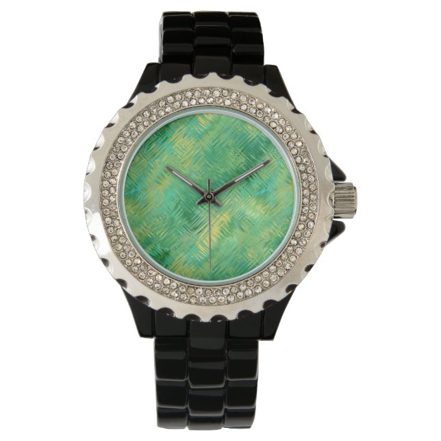 Emerald Green Glassy Texture Horloge (Voorkant)