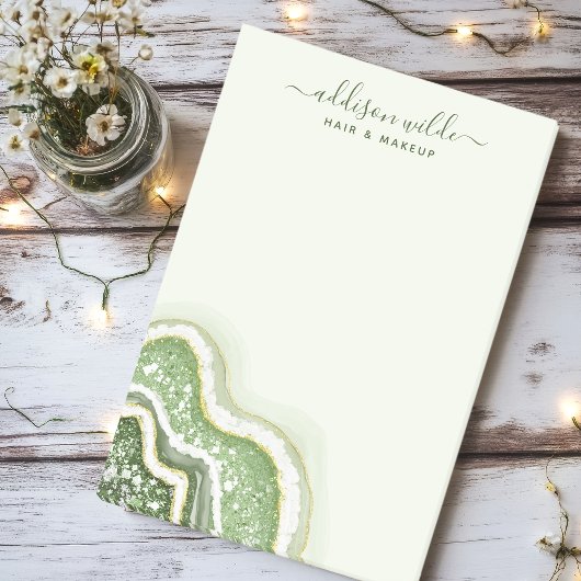 Emerald Green Glitter Agate Geode Luxe Business Post-it® Notes