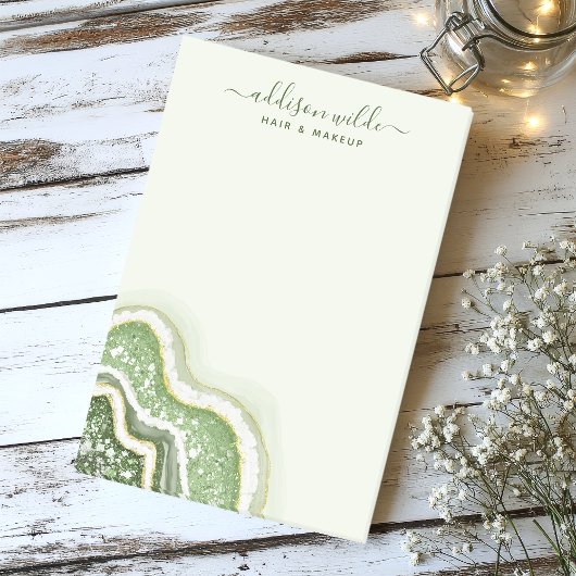 Emerald Green Glitter Agate Geode Luxe Business Post-it® Notes