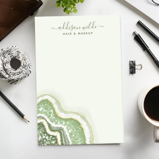 Emerald Green Glitter Agate Geode Luxe Business Post-it® Notes