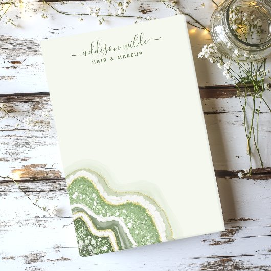 Emerald Green Glitter Agate Geode Luxe Business Post-it® Notes