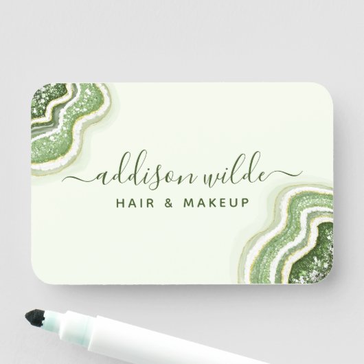 Emerald Green Glitter Agate Geode Luxe Chic Naamplaatje (In situ)