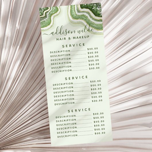 Emerald Green Glitter Agate Geode Luxe Chic Reclamekaart