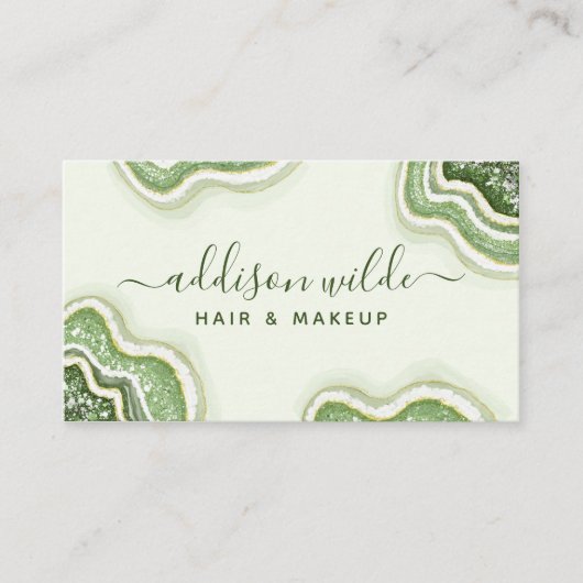 Emerald Green Glitter Agate Geode Luxe Chic Visitekaartje (Voorkant)