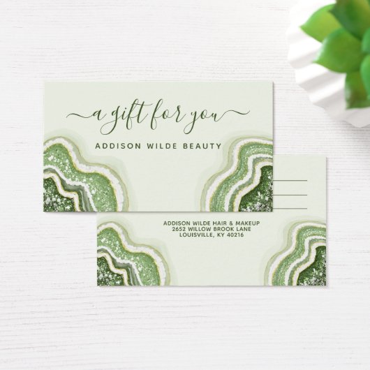 Emerald Green Glitter Agate Geode Luxe Gift Kaart (Bureau)