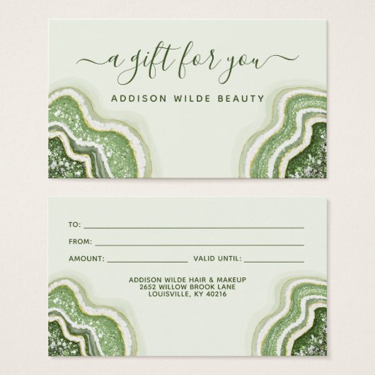 Emerald Green Glitter Agate Geode Luxe Gift Kaart (Voorkant /achterkant)