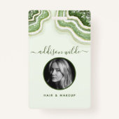 Emerald Green Glitter Agate Geode Luxe ID Badge (Voorkant)