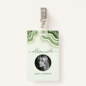 Emerald Green Glitter Agate Geode Luxe ID Badge (Voorkant met clip)