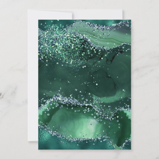 Emerald Green Glitter Arch Wedding Kaart (Achterkant)