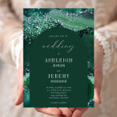 Emerald Green Glitter Arch Wedding Kaart