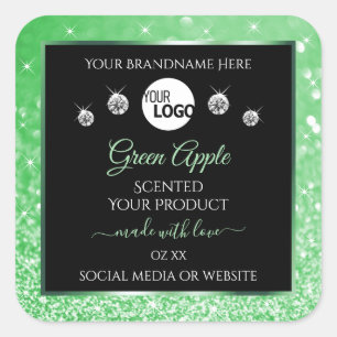 Emerald Green Glitter Black Product Labels Logo