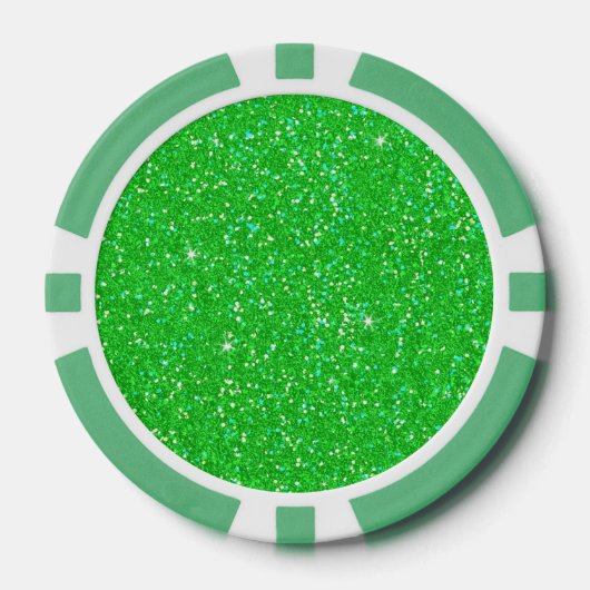 Emerald Green Glitter Effect Sparkle Pokerchips (Voorkant)