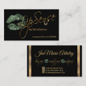 Emerald Green Glitter en Gold Lips Visitekaartje (Voorkant / Achterkant)