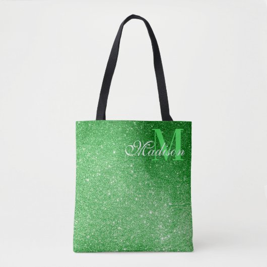 Emerald Green Glitter Glitz en Glam Tote Bag (Voorkant)