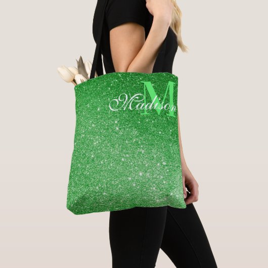 Emerald Green Glitter Glitz en Glam Tote Bag (Dichtbij)