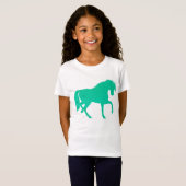 Emerald Green Glitter Horse Girls T-shirt (Voorkant volledig)