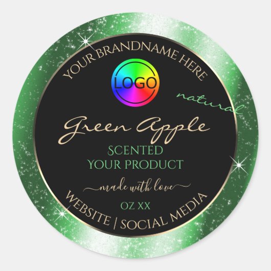 Emerald Green Glitter Lijst Product Label en Logo (Voorkant)
