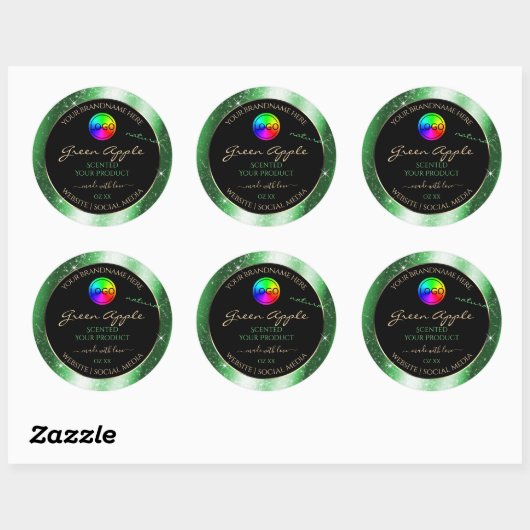 Emerald Green Glitter Lijst Product Label en Logo (Vel)