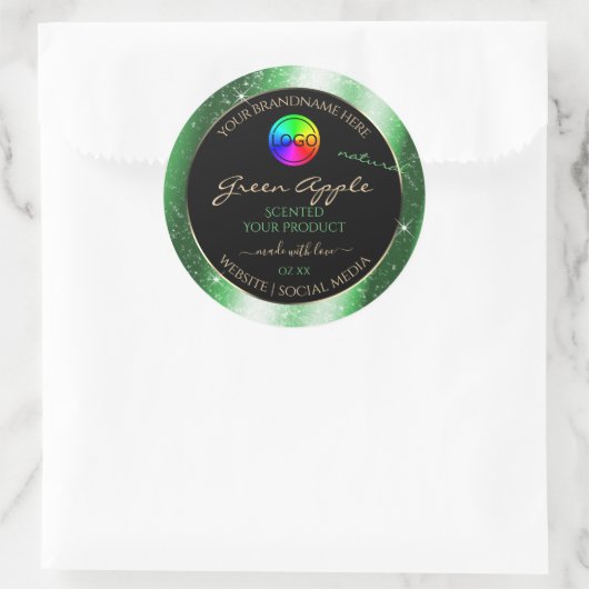Emerald Green Glitter Lijst Product Label en Logo (Tas)