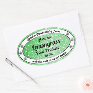 Emerald Green Glitter met diamanten — Productlabel Ovale Sticker