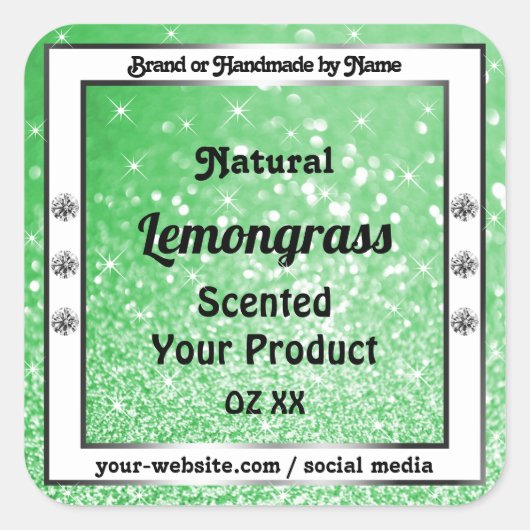 Emerald Green Glitter met diamanten — Productlabel Vierkante Sticker (Voorkant)