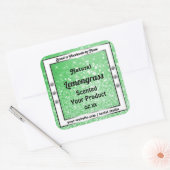 Emerald Green Glitter met diamanten — Productlabel Vierkante Sticker (Envelop)