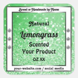 Emerald Green Glitter met diamanten — Productlabel Vierkante Sticker