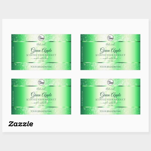 Emerald Green Glitter Product Labels Monogram Logo (Vel)