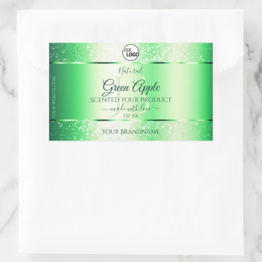 Emerald Green Glitter Product Labels Monogram Logo (Tas)