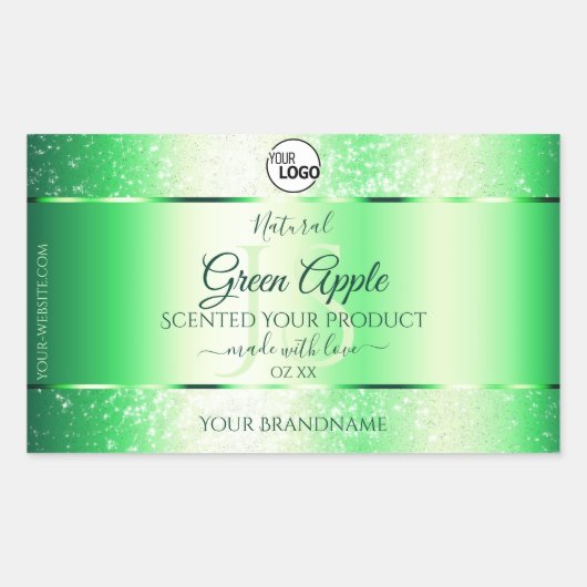 Emerald Green Glitter Product Labels Monogram Logo (Voorkant)