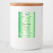 Emerald Green Glitter Product Labels Monogram Logo Voedselcontainer Etiket (Voorkant)