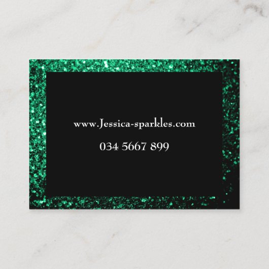 Emerald Green glitter sparkles lijst Black Visitekaartje (Achterkant)