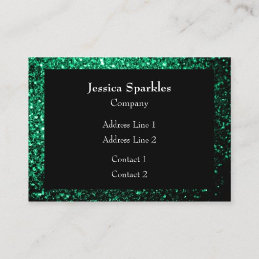 Emerald Green glitter sparkles lijst Black Visitekaartje (Voorkant)
